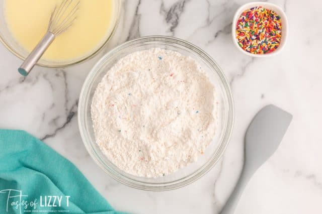 dry pancake mix in a bowl