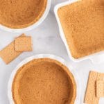 overhead view of 3 graham cracker crusts