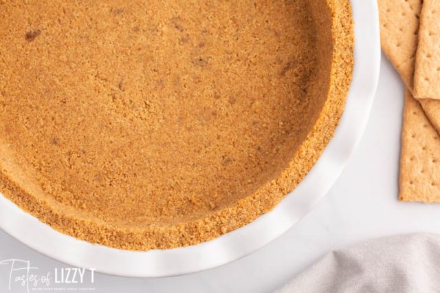 overhead view of graham cracker pie crust