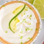 closeup of a key lime pie in a graham cracker crust