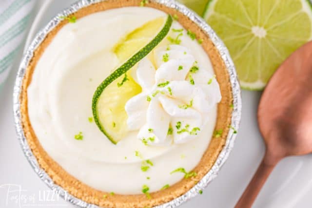 overhead view of mini key lime pie