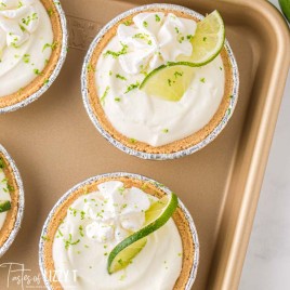 mini key lime pies on a baking sheet