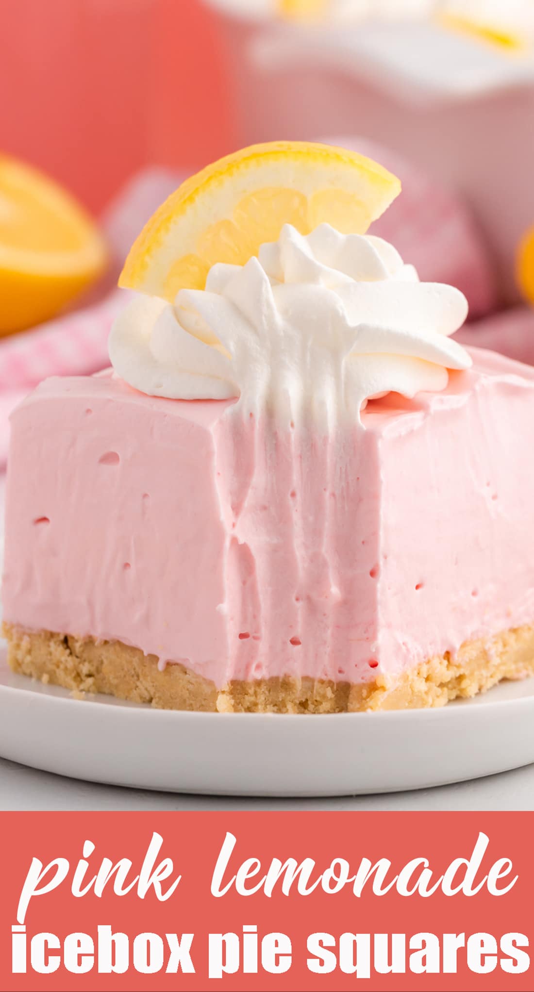 These no-bake Pink Lemonade Icebox Pie Squares with Golden Oreo crust are cool, light and refreshing for those hot summer days. via @tastesoflizzyt