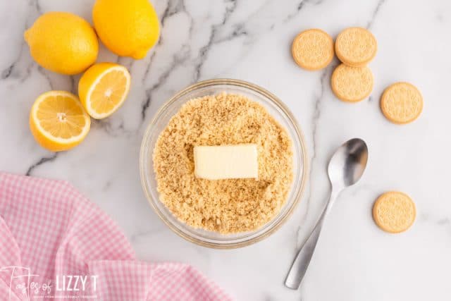 butter in golden oreo crumbs