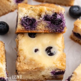 closeup of a blueberry blondie