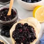blueberry lemon jam on a biscuit