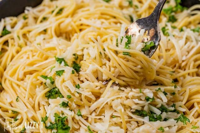 closeup of brown butter spaghetti