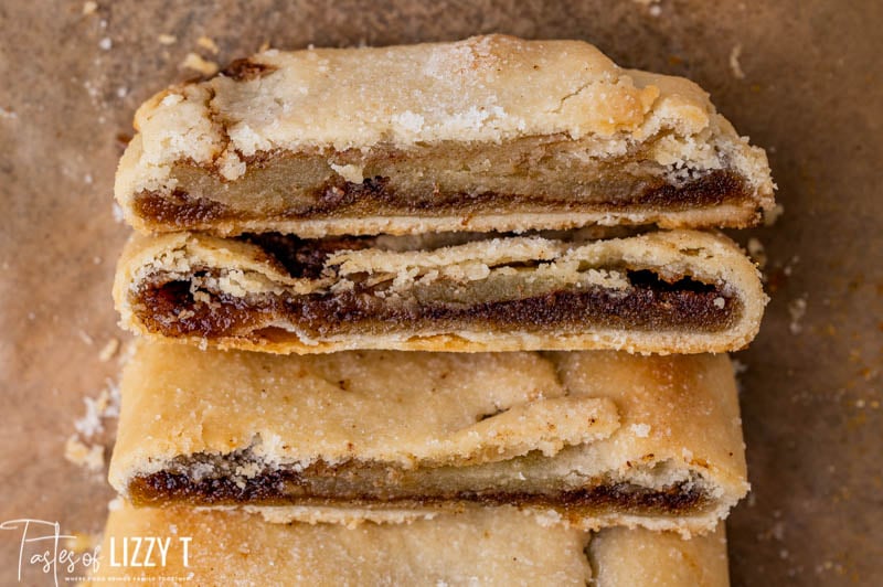 closeup of a sliced cinnamon filled pastry