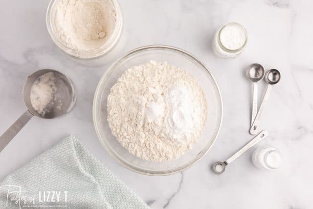 dry ingredients for cake in a bowl