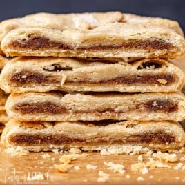 slices of cinnamon thing stacked on a table