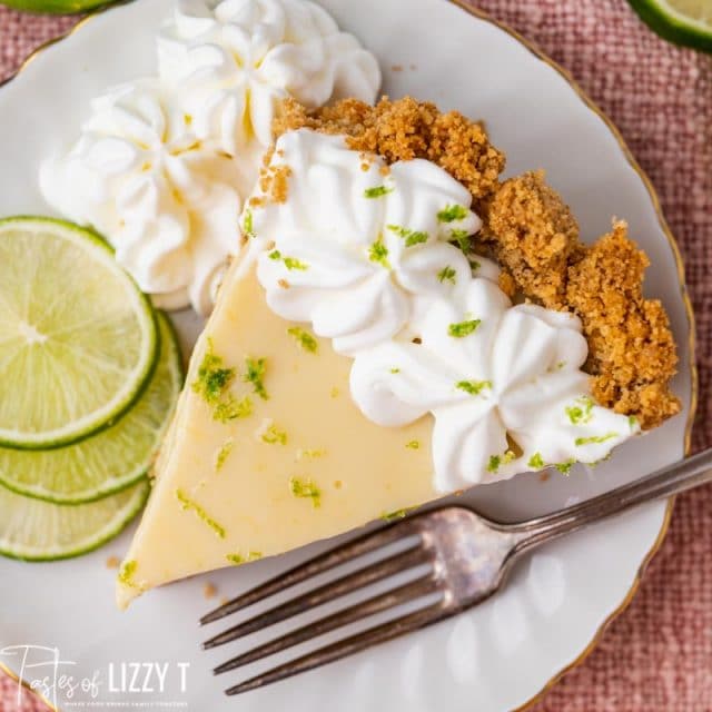 a slice of lime pie on a plate