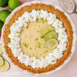 overhead view of a key lime pie