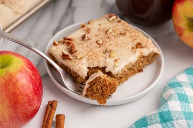 a piece of apple butter cake on a plate