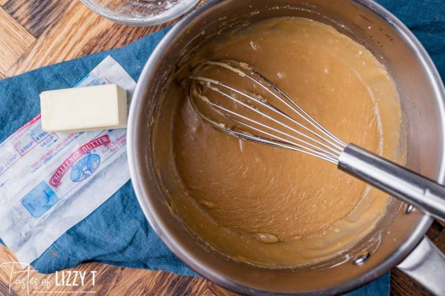 butterscotch sauce in a pan