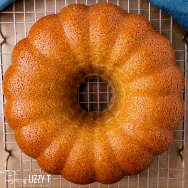 overhead shot of a bundt cake