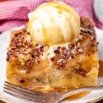 caramel apple bread pudding with ice cream