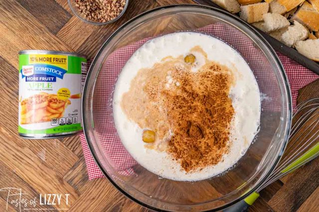 egg mixture in a bowl on a table