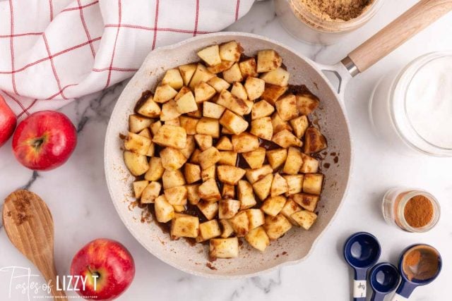 cinnamon apples in a skillet