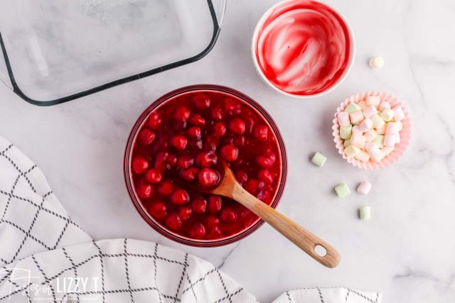 cherries and jello in a bowl