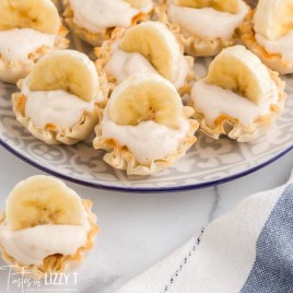 mini banana cheesecakes on a plate