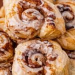 a pile of puff pastry cinnamon rolls