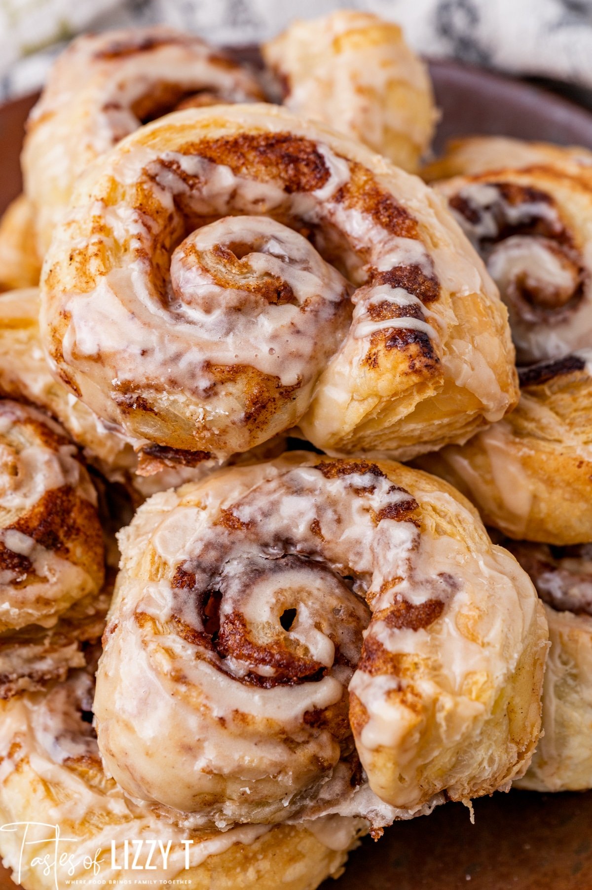 a pile of puff pastry cinnamon rolls