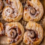 overhead view of cinnamon rolls