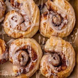 overhead view of cinnamon rolls