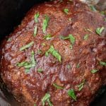 closeup of beef meatloaf in a crockpot