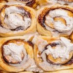 closeup of apple butter cinnamon rolls