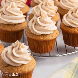 apple butter cupcakes on a wire rack