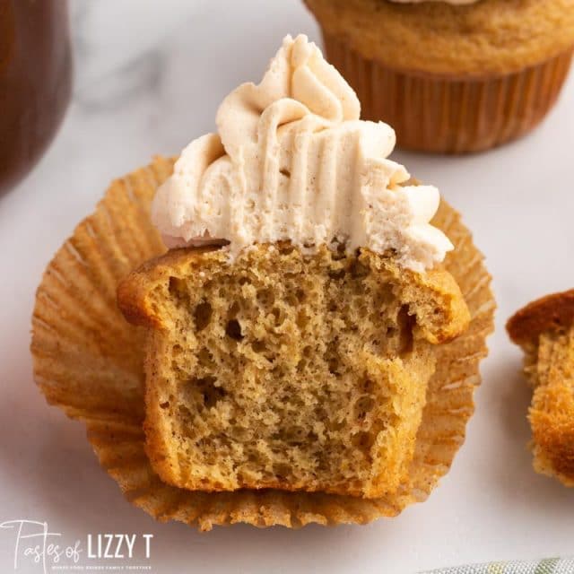 half of an apple butter cupcake