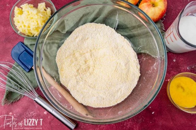 cornmeal and flour mixture in a bowl