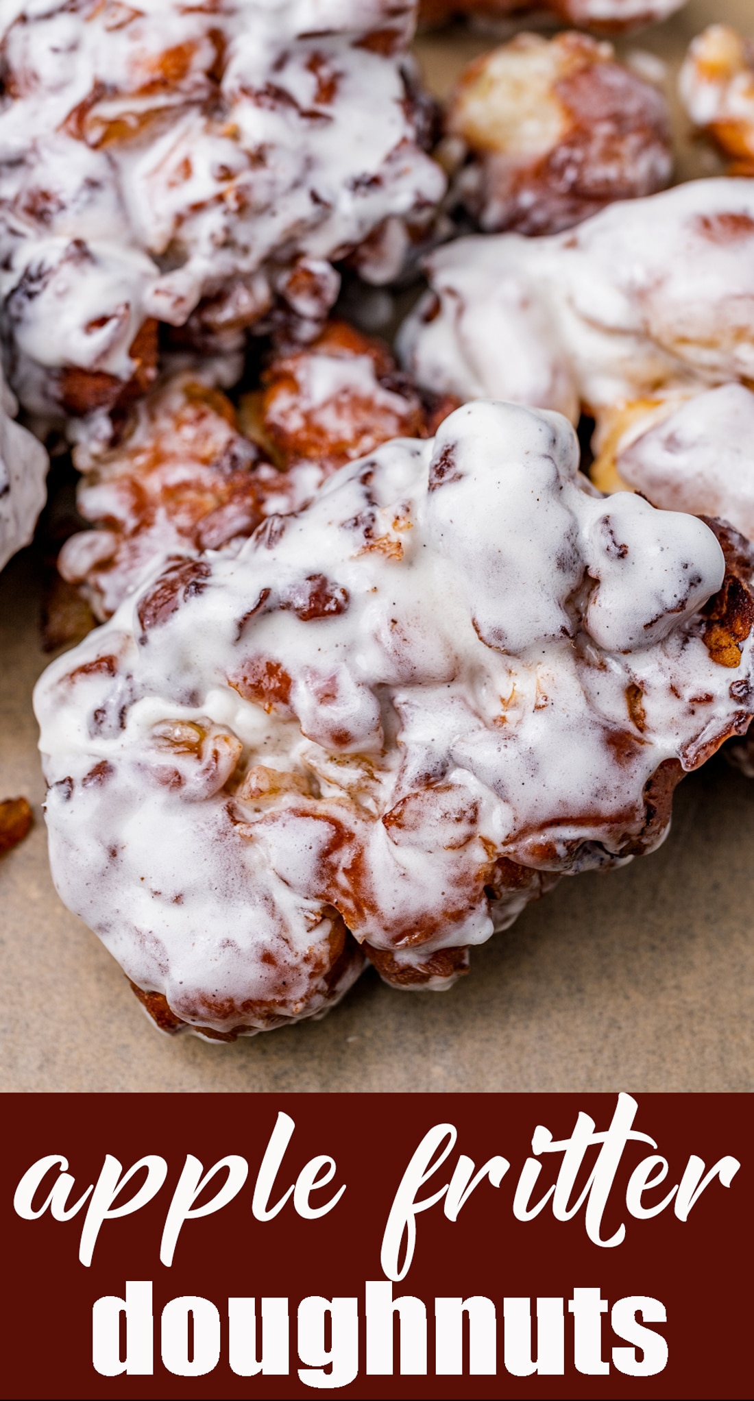 Apple Fritter Doughnuts are crisp on the outside, light and fluffy on the inside and enrobed in a thick, vanilla bean glaze. via @tastesoflizzyt