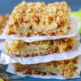 a stack of three apple oatmeal bars