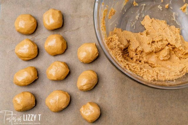 rolled peanut butter balls on a table