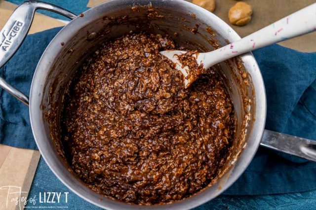 no bake cookie batter in a pan