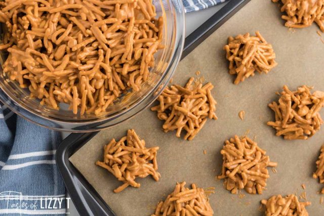 haystack cookies on a baking pan