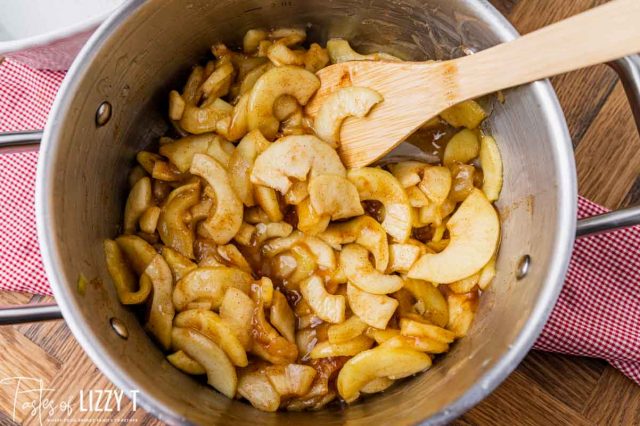 cinnamon apples in a saucepan