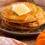 protein pumpkin pancakes with dripping syrup