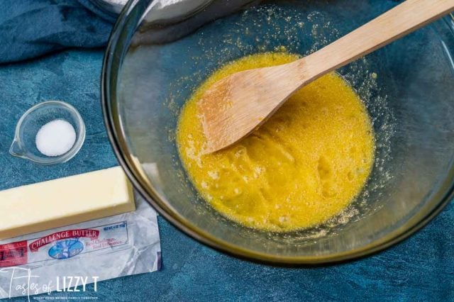 egg, sugar and yeast in a mixing bowl