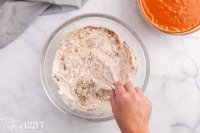 hand whisking dry ingredients