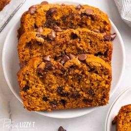 3 slices of pumpkin bread on a plate