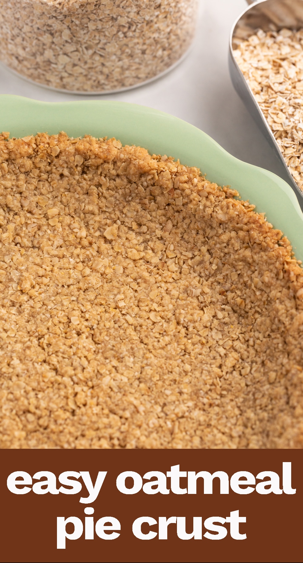 Tired of graham cracker crusts? This 5 ingredient, brown sugar, easy oatmeal pie crust makes a unique base to creamy, no-bake pies. via @tastesoflizzyt
