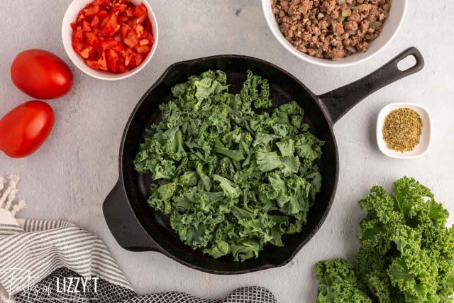 kale in a skillet