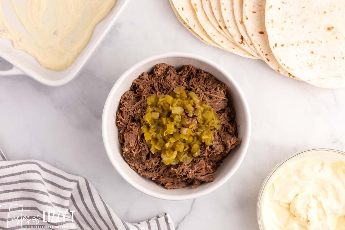 Shredded Beef Enchiladas Casserole Tastes of Lizzy T