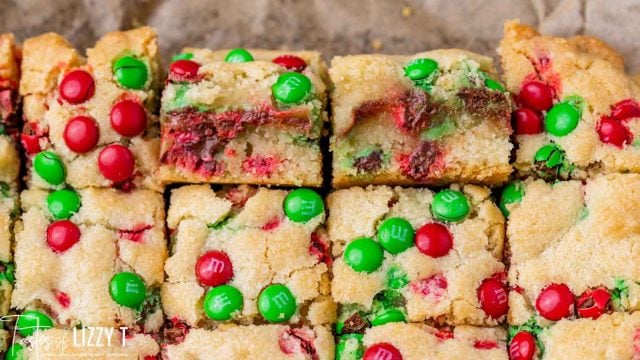 M&M sugar cookie bars for christmas