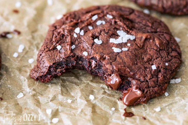 a double chocolate chip cookie on a piece of paper