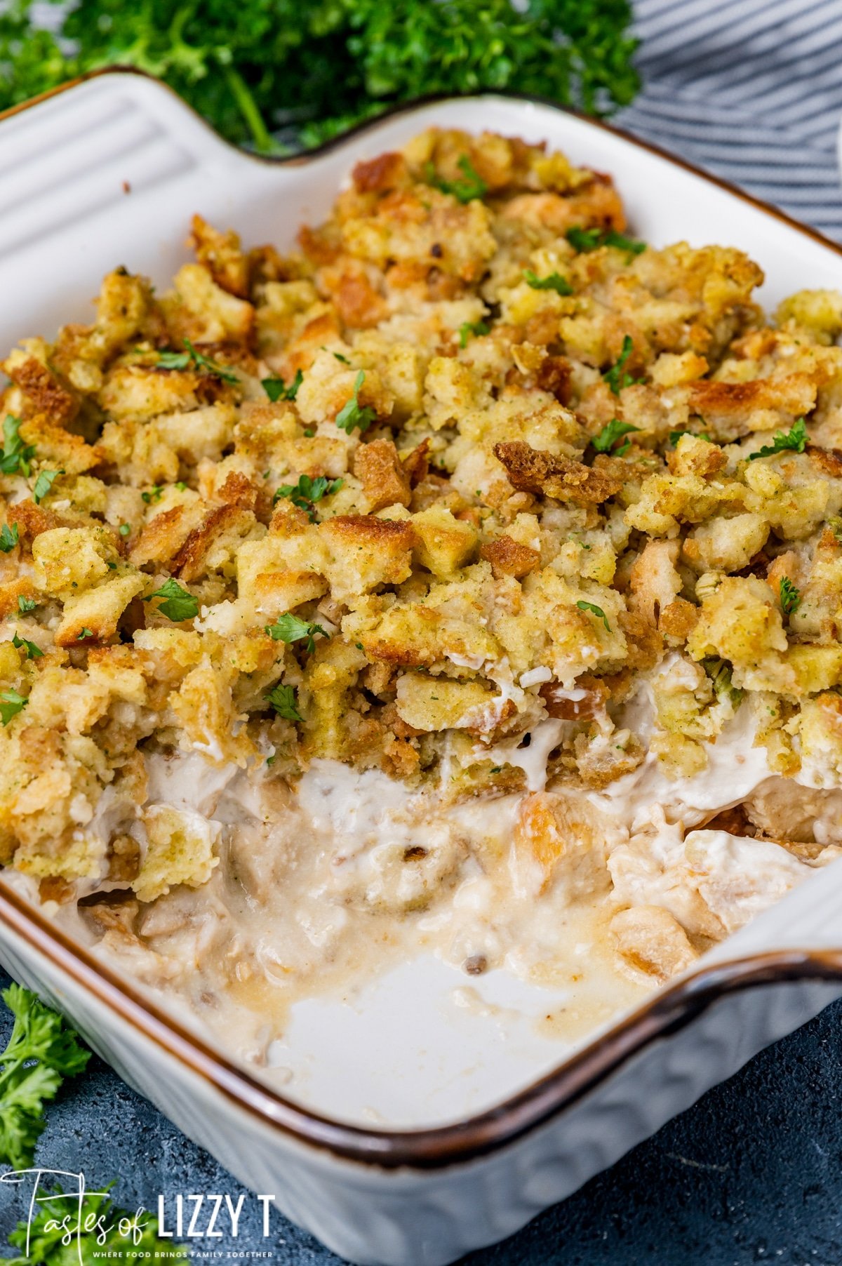 Creamy Chicken Stuffing Casserole Recipe | Tastes of Lizzy T