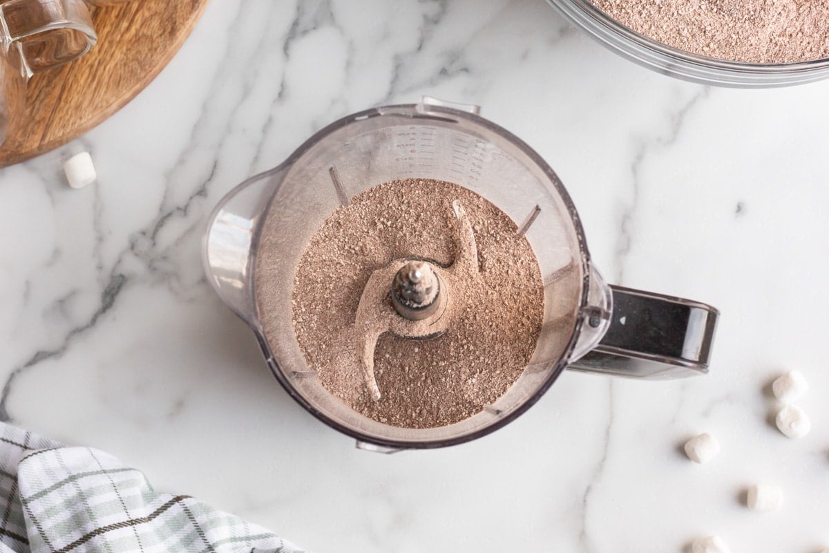 hot chocolate mix in a food processor